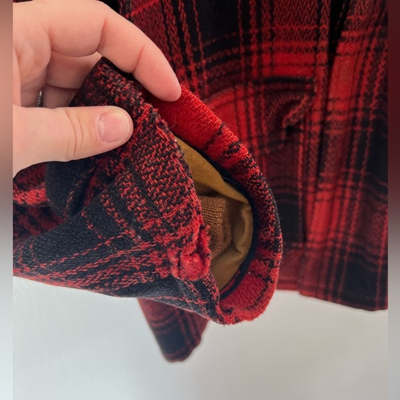 Sportwear Vintage 1940s Red Plaid Wool Button Front Hunting Jacket Size 44 - Picture 12 of 15